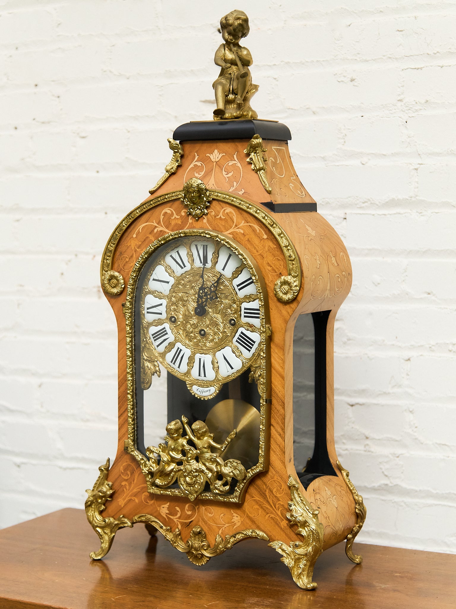 Franz Hermle & Sons Marquetry Clock Mantel for Tiffany and Co