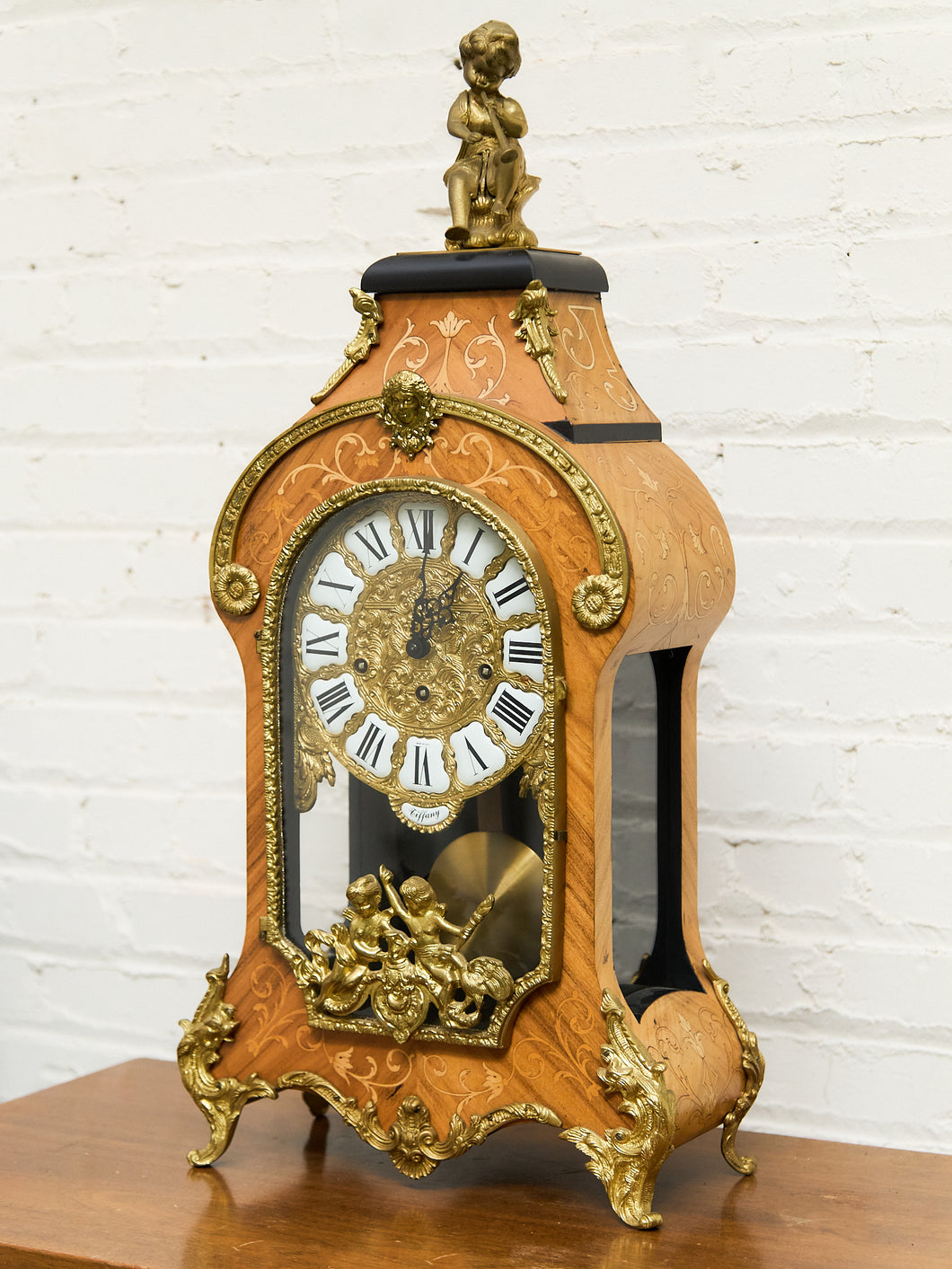 Franz Hermle & Sons Marquetry Clock Mantel for Tiffany and Co.