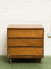 Load image into Gallery viewer, Walnut 3 drawer Mid Century Dresser
