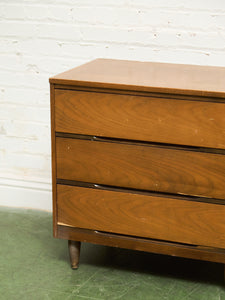 Walnut 3 drawer Mid Century Dresser
