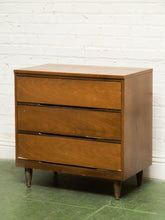 Load image into Gallery viewer, Walnut 3 drawer Mid Century Dresser
