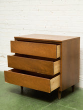 Load image into Gallery viewer, Walnut 3 drawer Mid Century Dresser
