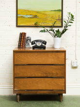 Load image into Gallery viewer, Walnut 3 drawer Mid Century Dresser
