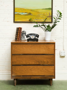 Walnut 3 drawer Mid Century Dresser