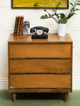 Load image into Gallery viewer, Walnut 3 drawer Mid Century Dresser
