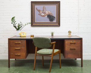 Walnut Executive Desk with Formica Top as Found