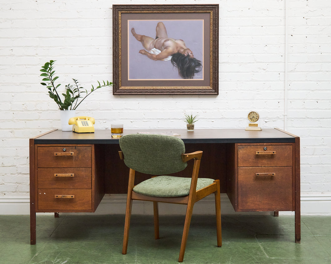 Walnut Executive Desk with Formica Top as Found