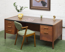 Load image into Gallery viewer, Walnut Executive Desk with Formica Top as Found
