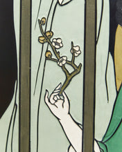 Load image into Gallery viewer, Japanese Golden Geisha Screen Room Divider
