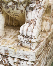 Load image into Gallery viewer, Pair of Monumental Carved Ox Bone Guardian Lions on Plinths
