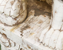 Load image into Gallery viewer, Pair of Monumental Carved Ox Bone Guardian Lions on Plinths
