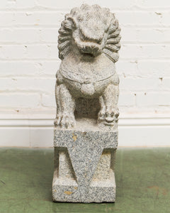 Vintage Chinese Granite Carved Foo Dog Garden Statue