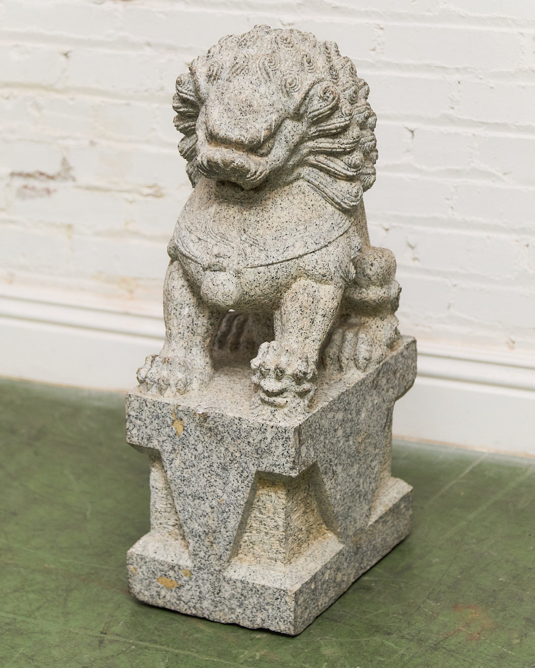 Vintage Chinese Granite Carved Foo Dog Garden Statue