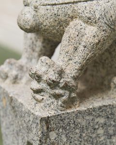 Vintage Chinese Granite Carved Foo Dog Garden Statue