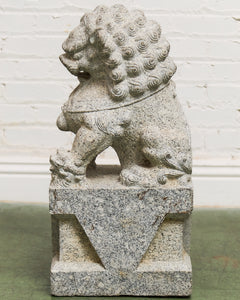 Vintage Chinese Granite Carved Foo Dog Garden Statue