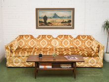 Load image into Gallery viewer, 1970s Sculpted Triple Back Velvet Damask Sofa
