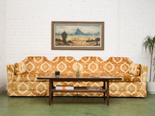 Load image into Gallery viewer, 1970s Sculpted Triple Back Velvet Damask Sofa
