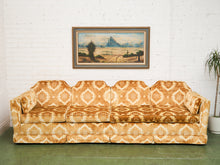 Load image into Gallery viewer, 1970s Sculpted Triple Back Velvet Damask Sofa
