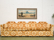 Load image into Gallery viewer, 1970s Sculpted Triple Back Velvet Damask Sofa
