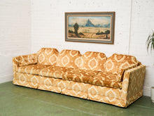 Load image into Gallery viewer, 1970s Sculpted Triple Back Velvet Damask Sofa
