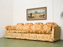 Load image into Gallery viewer, 1970s Sculpted Triple Back Velvet Damask Sofa
