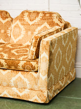 Load image into Gallery viewer, 1970s Sculpted Triple Back Velvet Damask Sofa
