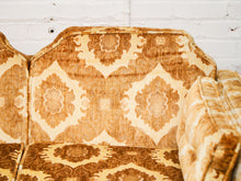 Load image into Gallery viewer, 1970s Sculpted Triple Back Velvet Damask Sofa
