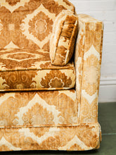 Load image into Gallery viewer, 1970s Sculpted Triple Back Velvet Damask Sofa
