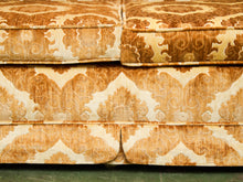 Load image into Gallery viewer, 1970s Sculpted Triple Back Velvet Damask Sofa
