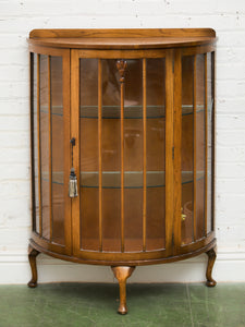 1930s Bow Fronted Glazed Display Cabinet In Mahogany