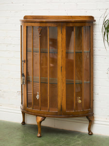 1930s Bow Fronted Glazed Display Cabinet In Mahogany