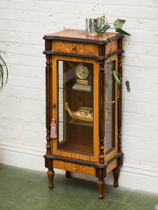 Rare Antique Walnut Intarsia Showcase