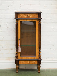 Rare Antique Walnut Intarsia Showcase