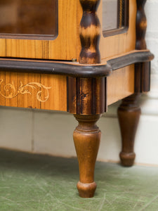 Rare Antique Walnut Intarsia Showcase