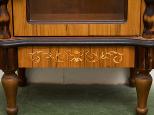 Rare Antique Walnut Intarsia Showcase