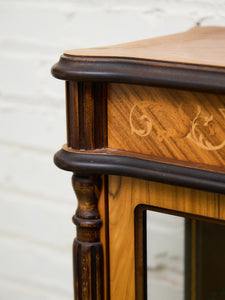 Rare Antique Walnut Intarsia Showcase