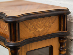 Rare Antique Walnut Intarsia Showcase