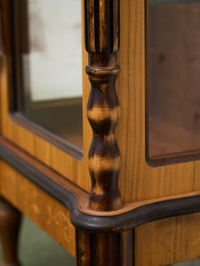 Rare Antique Walnut Intarsia Showcase