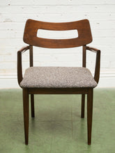 Load image into Gallery viewer, Mid Century Broyhill Walnut and Vinyl Seat Upholstered Chairs
