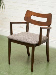 Mid Century Broyhill Walnut and Vinyl Seat Upholstered Chairs