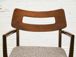 Mid Century Broyhill Walnut and Vinyl Seat Upholstered Chairs