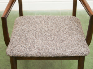 Mid Century Broyhill Walnut and Vinyl Seat Upholstered Chairs