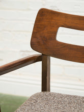 Load image into Gallery viewer, Mid Century Broyhill Walnut and Vinyl Seat Upholstered Chairs
