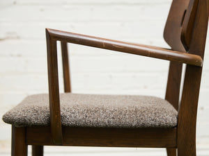 Mid Century Broyhill Walnut and Vinyl Seat Upholstered Chairs