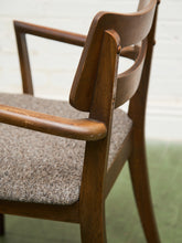 Load image into Gallery viewer, Mid Century Broyhill Walnut and Vinyl Seat Upholstered Chairs
