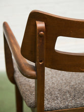 Load image into Gallery viewer, Mid Century Broyhill Walnut and Vinyl Seat Upholstered Chairs
