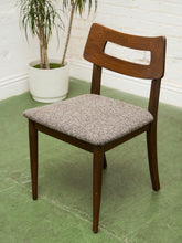 Load image into Gallery viewer, Mid Century Broyhill Walnut and Vinyl Seat Upholstered Chairs
