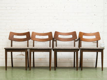 Load image into Gallery viewer, Mid Century Broyhill Walnut and Vinyl Seat Upholstered Chairs
