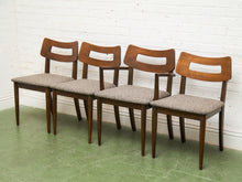 Load image into Gallery viewer, Mid Century Broyhill Walnut and Vinyl Seat Upholstered Chairs

