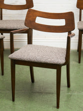 Load image into Gallery viewer, Mid Century Broyhill Walnut and Vinyl Seat Upholstered Chairs

